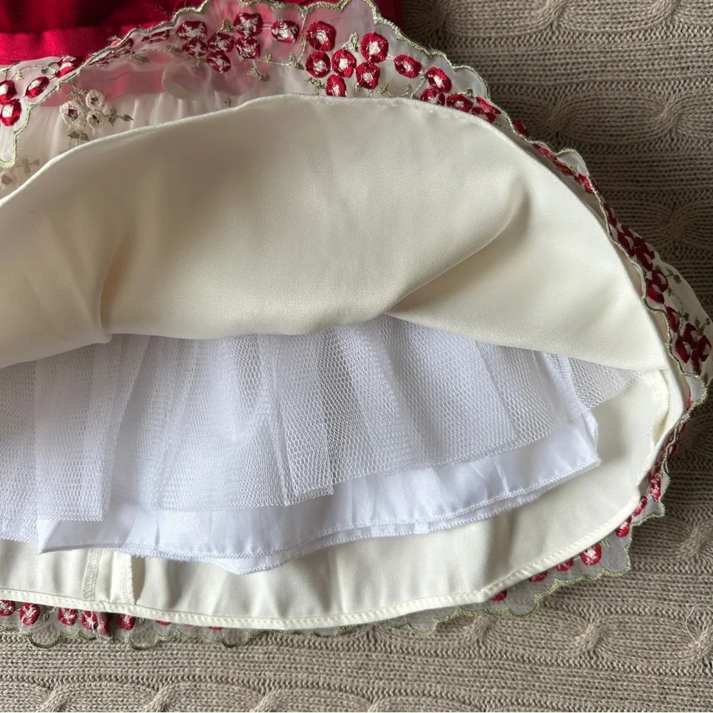 EUC Cinderella Brand Baby Girl Formal Dress & Shrug Set, Red & Ivory, 12 Months